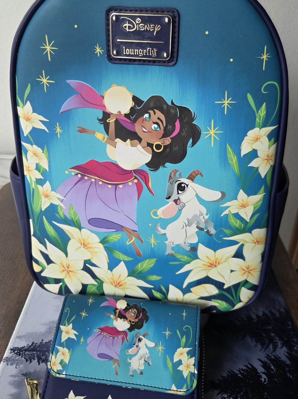 Loungefly Disney Esmeralda & Djali Floral Mini Backpack/Wallet